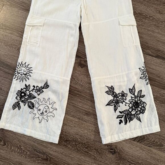 Johnny Was Addison Drawstring Wide Leg Linen Pant - Picture 2 of 9